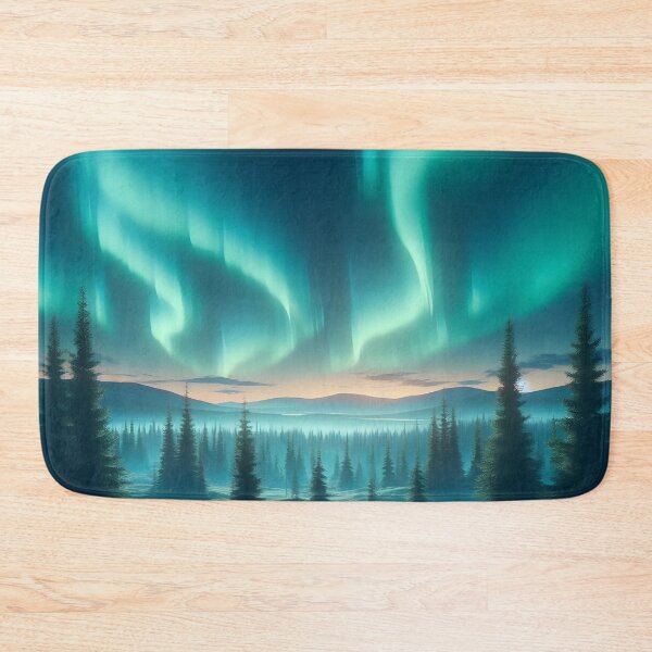 Item preview, Realistic Northern Lights Over Pine Forest Landscape designed and sold by FusionGaze.