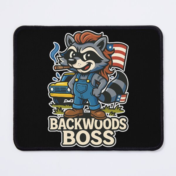 Item preview, Backwoods Boss – Redneck Raccoon Cartoon designed and sold by TrashCultSupply.