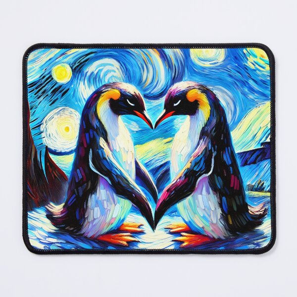 Item preview, Penguin Couple in Love – Van Gogh Starry Night Inspired Romantic Scene designed and sold by EmeraldeaArt.
