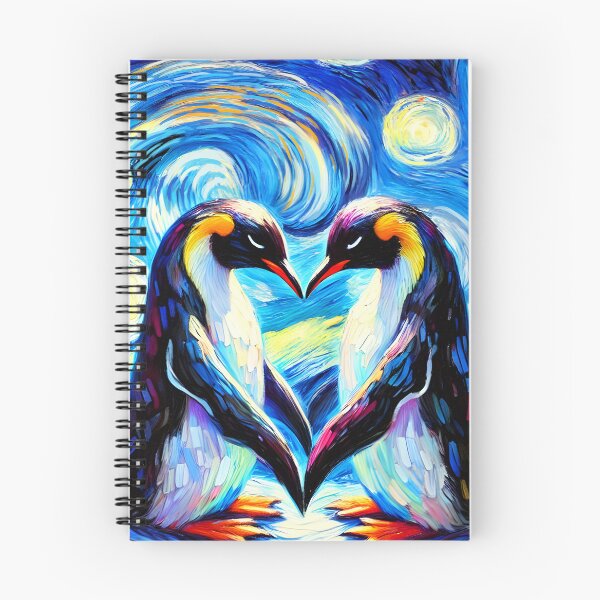 Item preview, Penguin Couple in Love – Van Gogh Starry Night Inspired Romantic Scene designed and sold by EmeraldeaArt.