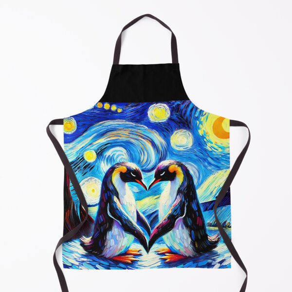 Item preview, Penguin Couple in Love – Van Gogh Starry Night Inspired Romantic Scene designed and sold by EmeraldeaArt.