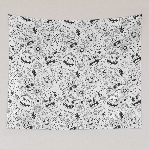 Item preview, Cute Monster Doodle Black White Pattern designed and sold by tretyakov.