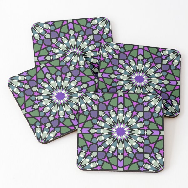 Item preview, Islamic Geometric Mosaic in Dark Purple and Green designed and sold by Tarjiart.