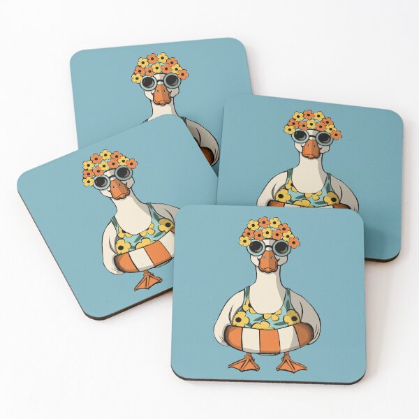 Item preview, Wild Swimming-Retro Duck Swimmer in Floral Cap and Goggles designed and sold by krisevansart.