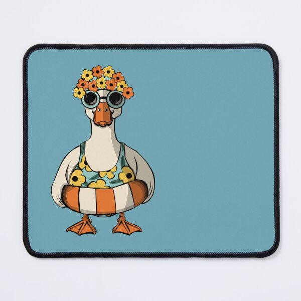 Item preview, Wild Swimming-Retro Duck Swimmer in Floral Cap and Goggles designed and sold by krisevansart.