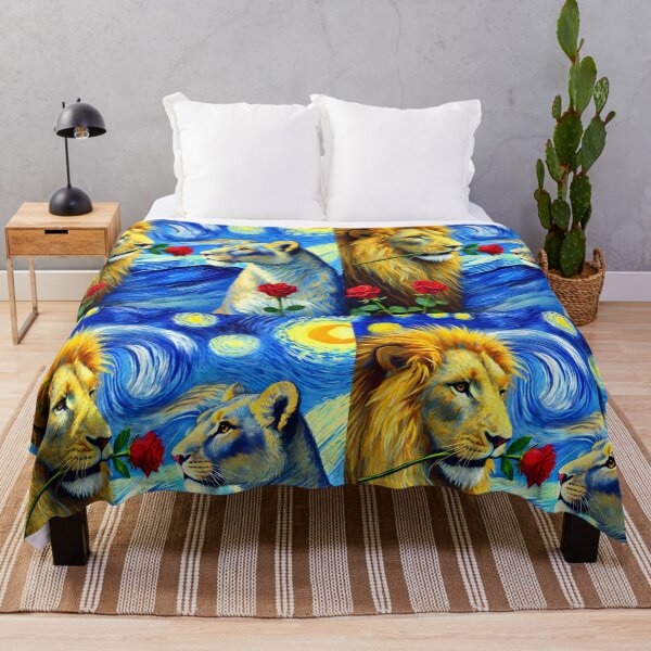 Item preview, Lions in Love – Romantic Starry Night Van Gogh Inspired Art designed and sold by EmeraldeaArt.