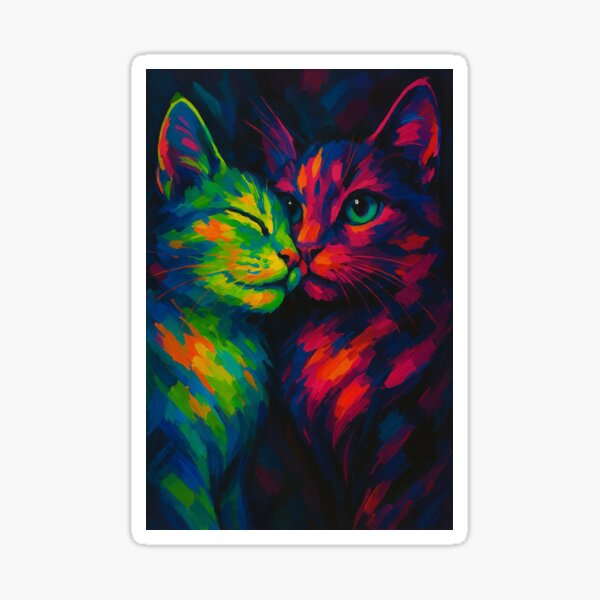 Item preview, Neon Love Cats – Vibrant Psychedelic Feline Art designed and sold by Inspired by CarMa.