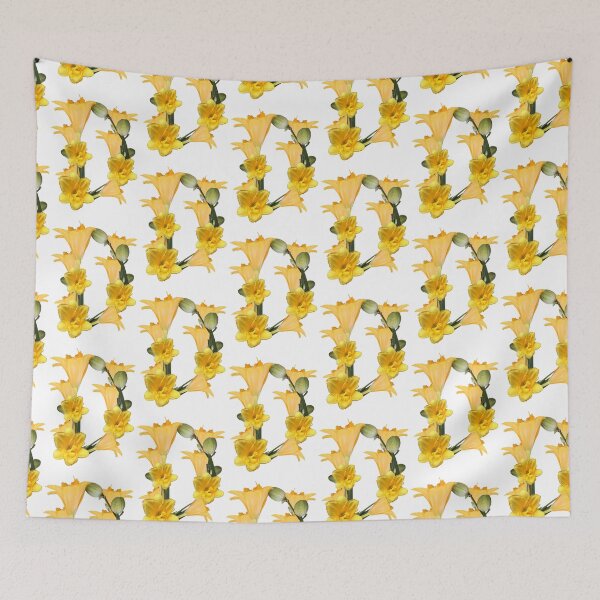 Aperçu de l'œuvre Monogramme lettre D avec fleurs | Hémérocalle jaune lettre d, lettre botanique d, initiale d, initiale de fleur d créée et vendue par EveryDayDabble.