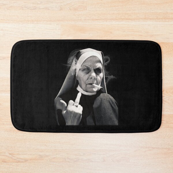 Item preview, Rebellious Nun Smoking and Flipping Off – Funny Anti-Authority Design designed and sold by DrawHandArt.