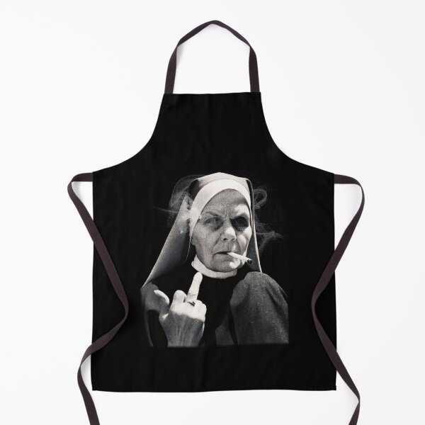 Item preview, Rebellious Nun Smoking and Flipping Off – Funny Anti-Authority Design designed and sold by DrawHandArt.
