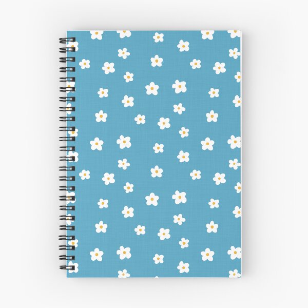 Item preview, Playful White Daisies on Blue Linen Texture designed and sold by namibear.