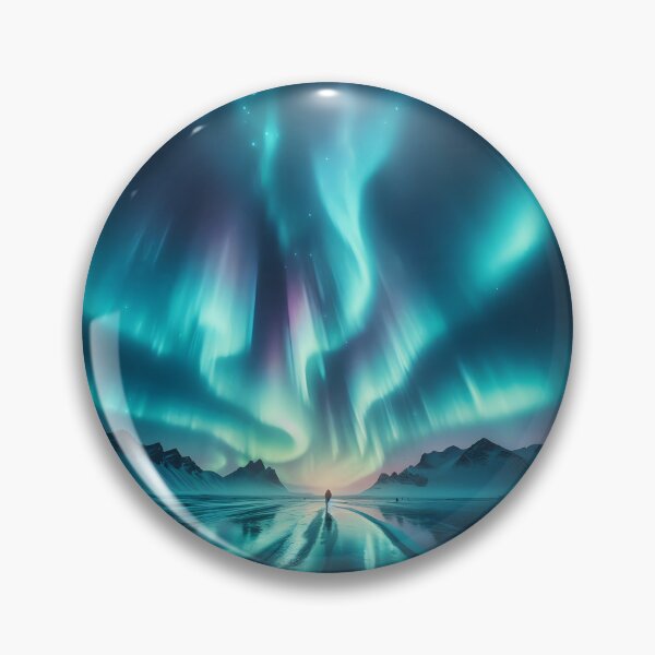 Item preview, Aurora Borealis Over Snowy Landscape with Mountains designed and sold by FusionGaze.
