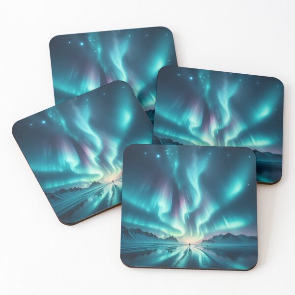Item preview, Aurora Borealis Over Snowy Landscape with Mountains designed and sold by FusionGaze.