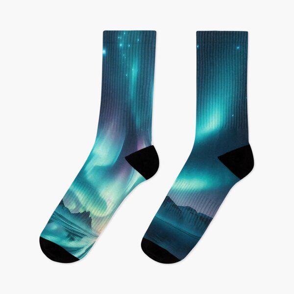 Item preview, Aurora Borealis Over Snowy Landscape with Mountains designed and sold by FusionGaze.