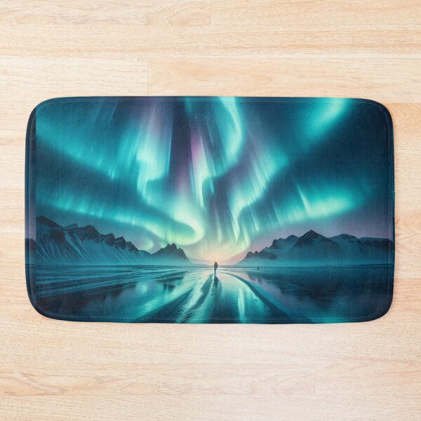 Item preview, Aurora Borealis Over Snowy Landscape with Mountains designed and sold by FusionGaze.