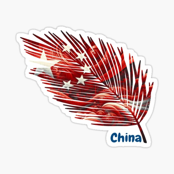 Aperçu de l'œuvre  Drapeau abstrait de la Chine – Motif de plumes créée et vendue par ArteJorge48.