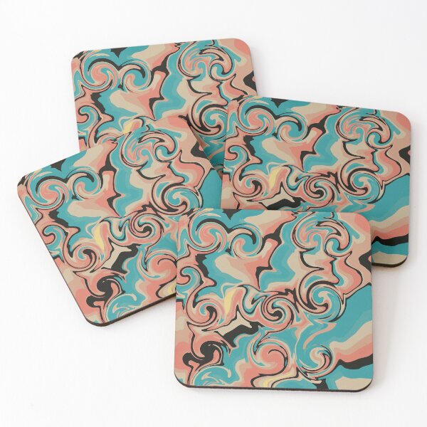 Item preview, Retro Aesthetic Swirls with Teal and Peach designed and sold by Owcomm.