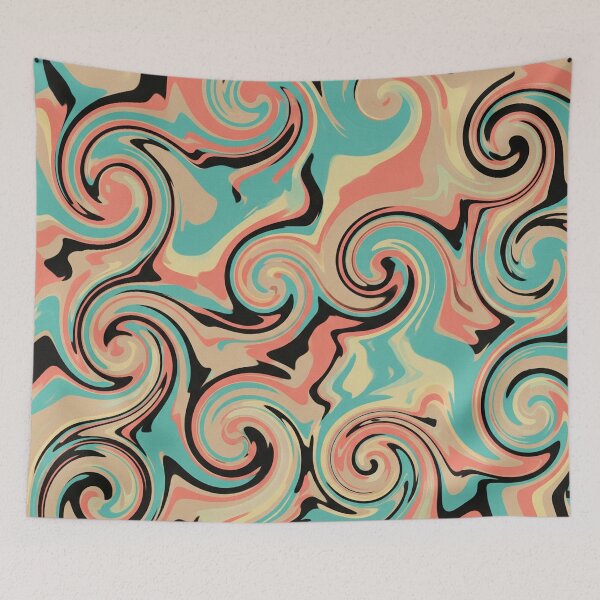 Item preview, Teal Peach Swirls Abstract designed and sold by Owcomm.