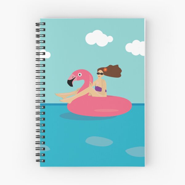 Item preview, Beautiful woman swimming on an inflatable ring with pink flamingos. Flat vector illustration. designed and sold by OlhaBondarenko.