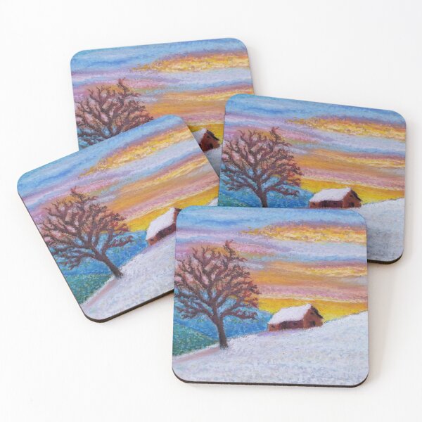 Item preview, Winter Landscape Oil Pastel Painting - House on the Hill designed and sold by Sky-99.