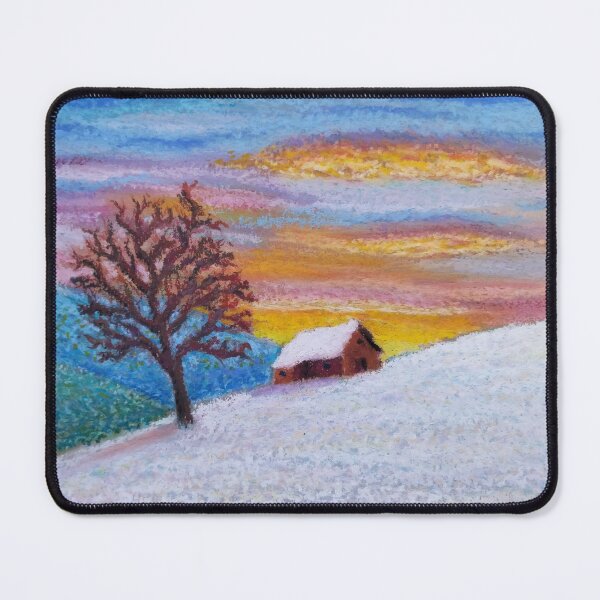 Item preview, Winter Landscape Oil Pastel Painting - House on the Hill designed and sold by Sky-99.