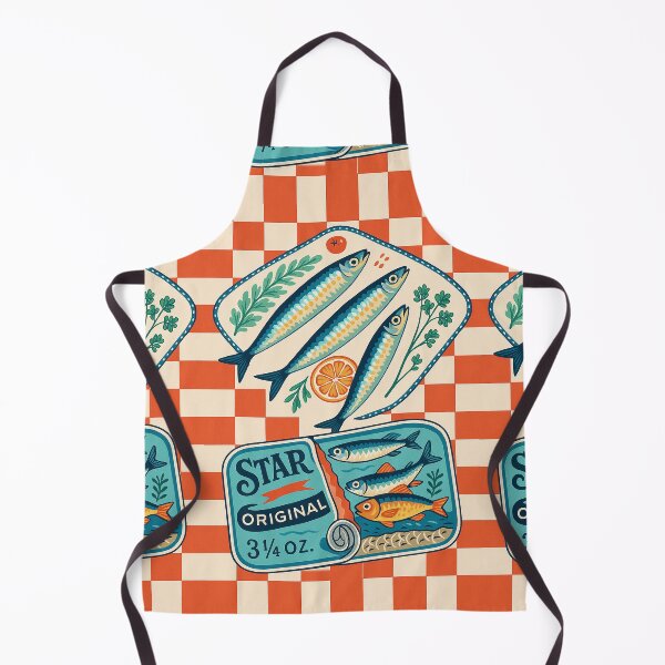 Item preview, Vintage Sardine Tin Illustration with Checkered Pattern designed and sold by weirdfishes123.