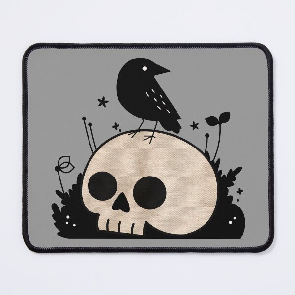 Item preview, Small black bird on skull and flowers designed and sold by pen_ombre.