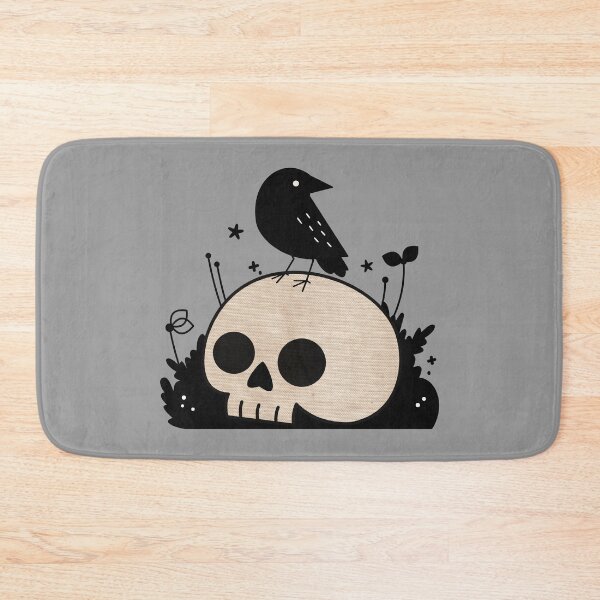 Item preview, Pequeño pájaro negro sobre cráneo y flores. designed and sold by pen_ombre.