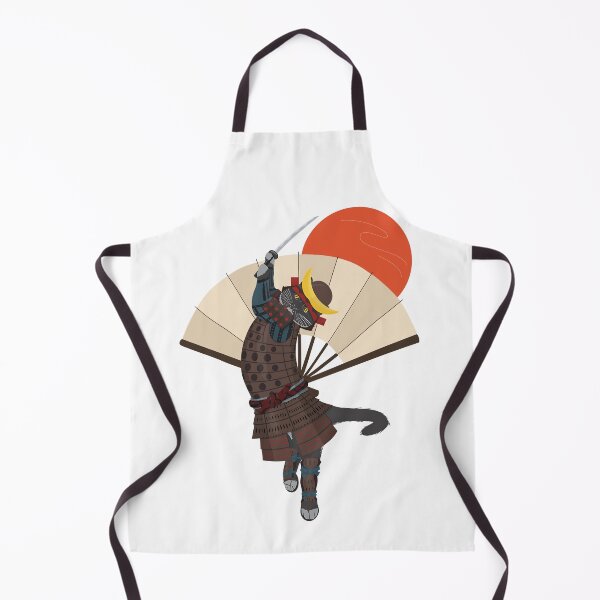 Item preview, Samurai Cat with Katana and Fan Background under the Rising Sun designed and sold by HannaArtHeart.