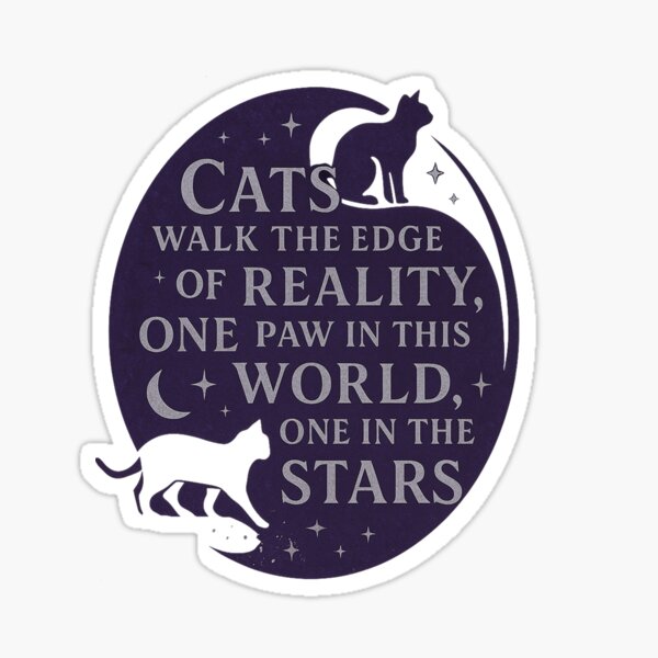 Item preview, "Mystical Cat Crossing the Stars – Cosmic Typography Art" designed and sold by wandererdg.