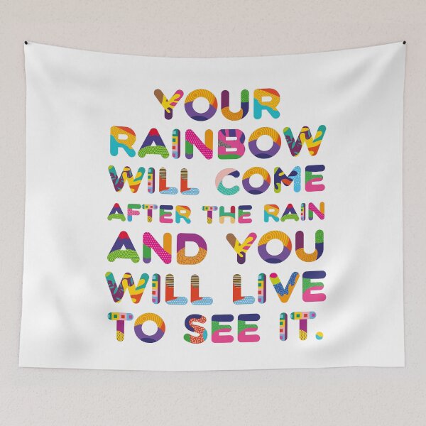 Item preview, Your Rainbow Will Come After the Rain – Colorful Inspirational Typography Art designed and sold by TipTop GFX.