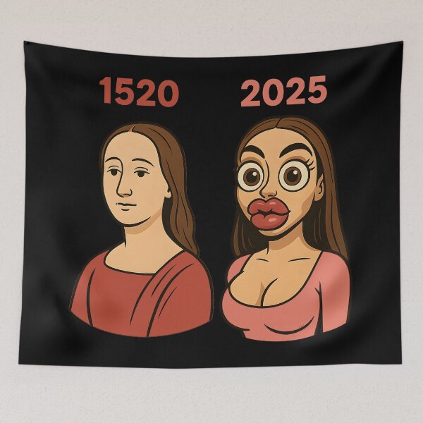 Item preview, Funny Beauty Standards Comparison Meme – 1520 vs 2025 Cartoon Art designed and sold by DrawHandArt.