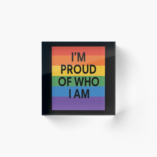 Item preview, I’m Proud of Who I Am – Shimmering Rainbow Stripes Typography Design designed and sold by NicoDesignArt.