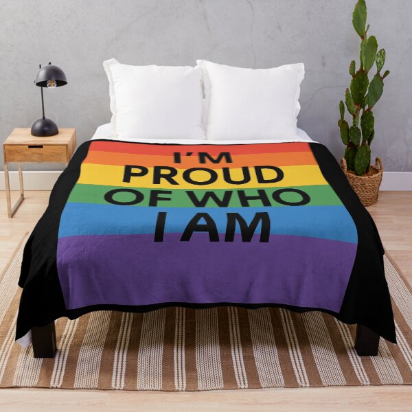 Item preview, I’m Proud of Who I Am – Shimmering Rainbow Stripes Typography Design designed and sold by NicoDesignArt.