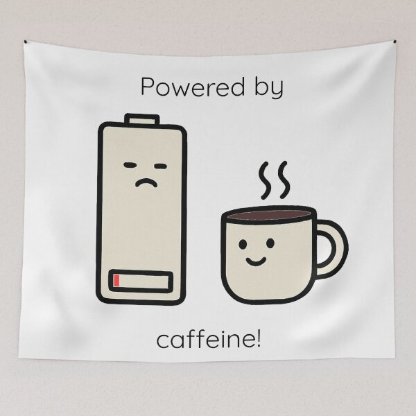 Item preview, Powered by Caffeine - Coffee & Battery Humor designed and sold by Owcomm.