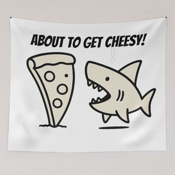 Item preview, About To Get Cheesy - Shark & Pizza Fun designed and sold by Owcomm.