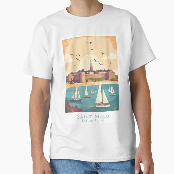 Item preview, Saint-Malo Sailing Adventure – Brittany France Retro Vintage Coastal Illustration designed and sold by pod24.