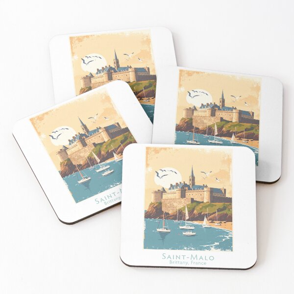 Item preview, Saint-Malo Coastal Fortress – Brittany France Vintage Retro Sailing Poster designed and sold by pod24.