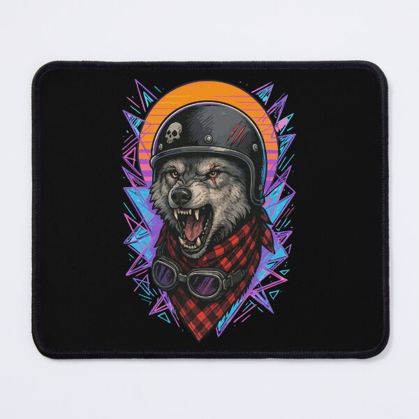 Item preview, Biker Wolf Skull Helmet Retro designed and sold by TomFrontierArt.
