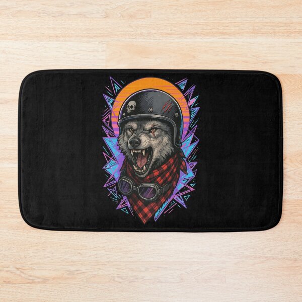 Item preview, Biker Wolf Skull Helmet Retro designed and sold by TomFrontierArt.