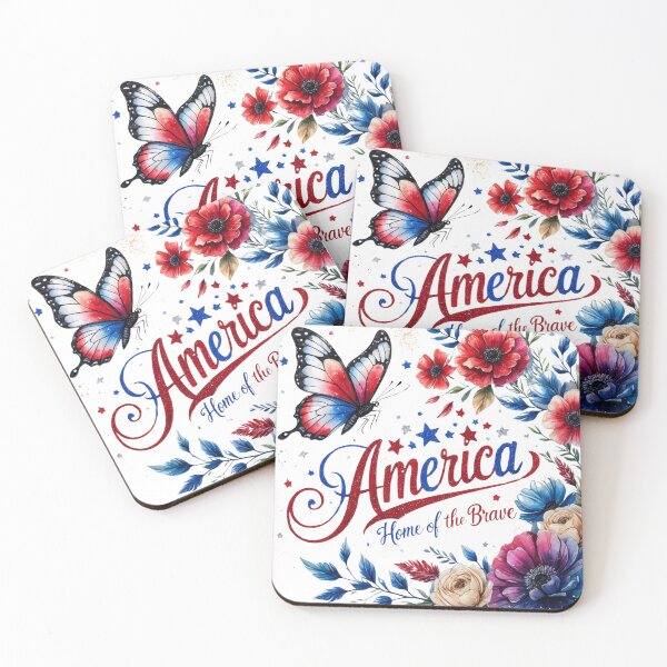 Item preview, America Home of the Brave - Patriotic Watercolor Butterfly & Flowers designed and sold by Frame of Mind .