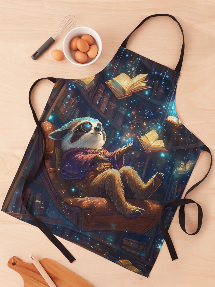 Thumbnail 1 of 6, Apron, Sleepy Sloth Wizard designed and sold by Rtymer.