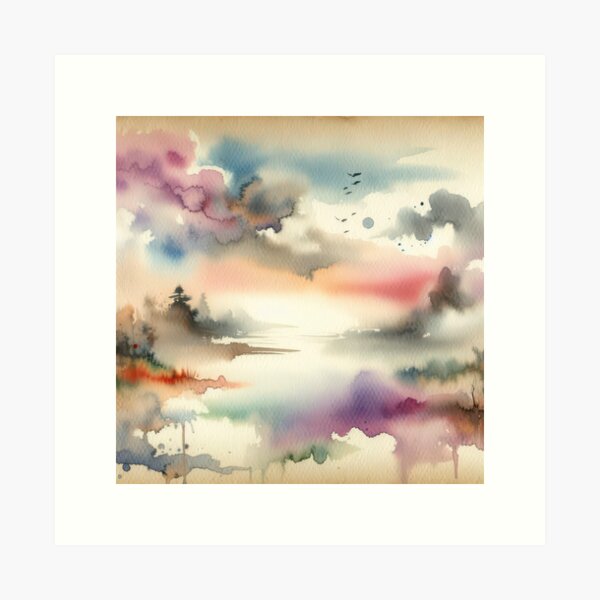 Item preview, Abstract Watercolor Trees and Clouds designed and sold by Maria Dryfhout.