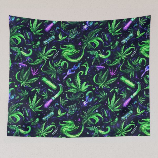 Artikelvorschau, Neon-Cannabisblätter — Zeitgenössische Grafik entworfen und verkauft von HEADMADE-TV.