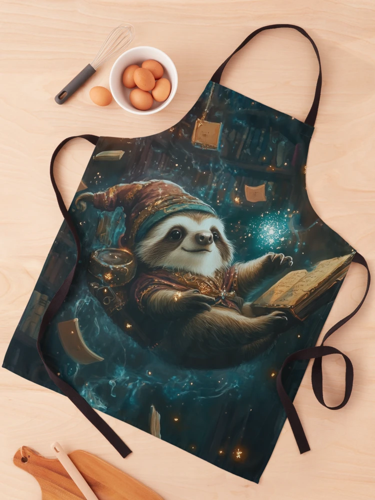 Thumbnail 1 of 6, Apron, Sleepy Sloth Wizard designed and sold by Rtymer.