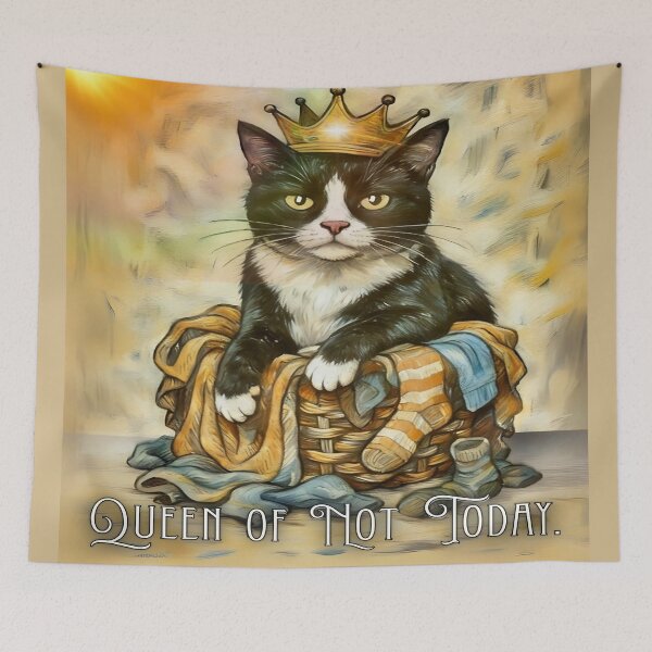 Item preview, Queen of Not Today – Funny Moody Cat Art designed and sold by gleefulme.