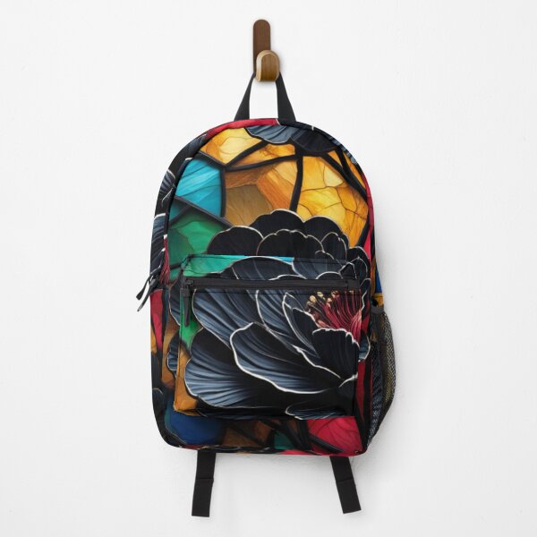Item preview, Stained Glass Peonies — Deep Red Lush Blooms in a Colorful Mosaic Background designed and sold by ArtiQreate.