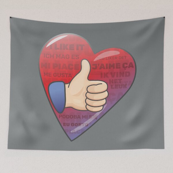 Item preview, Thumbs Up in Heart – I Like It in Many Languages designed and sold by MerchYouSearch.