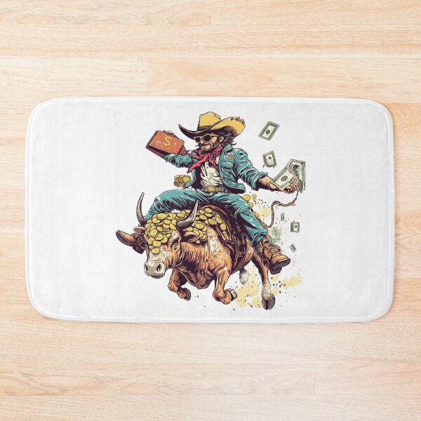 Item preview, Money Cowboy Bull Ride - Wild West Pop Art Poster with Cash & Gold designed and sold by Blurbean.