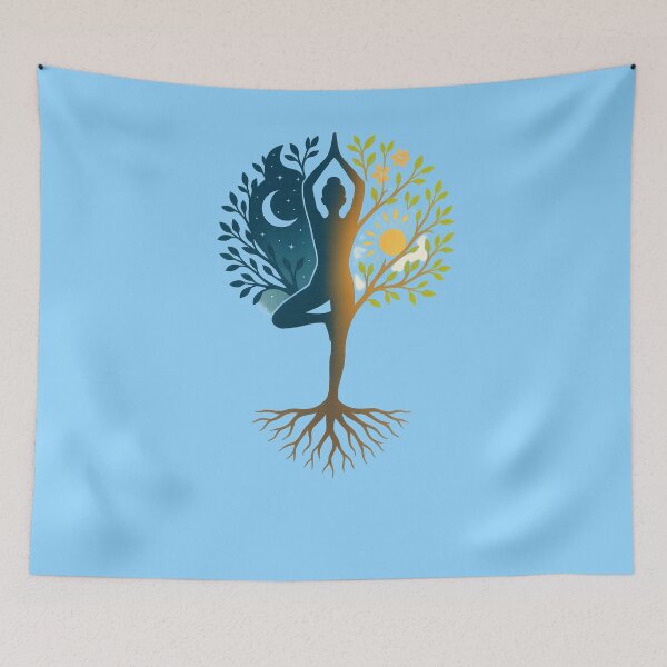 Item preview, Rooted But Rising – Night & Day Tree Pose Design designed and sold by PrintHorizonD.